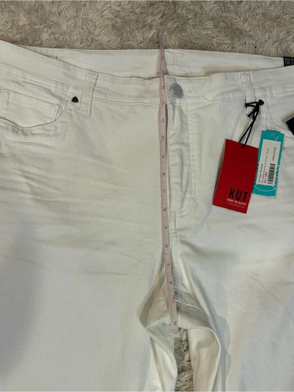NWT Kut from the Kloth High Rise Fab Ab Straight Leg White Jeans - 18W
